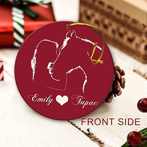 קישוט סוסים מותאם אישית לעץ חג המולד | סוס אדום מתנות לקישוט חג המולד לאוהבי סוסים נשים | שם בכתב יד בהתאמה